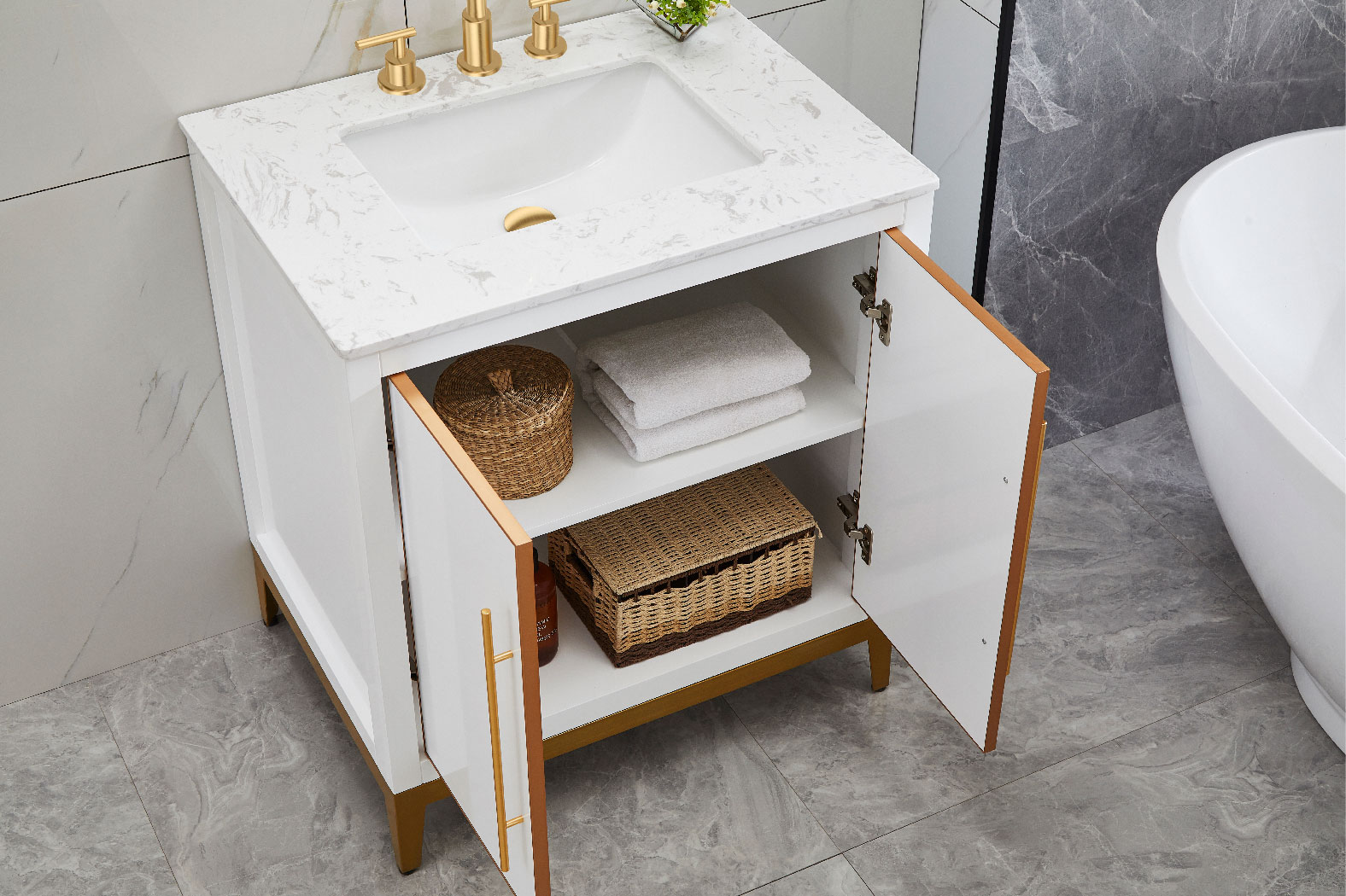 Weiße Luxus moderne Badezimmerschränke - Kaufen Sie Badezimmereitelkeit