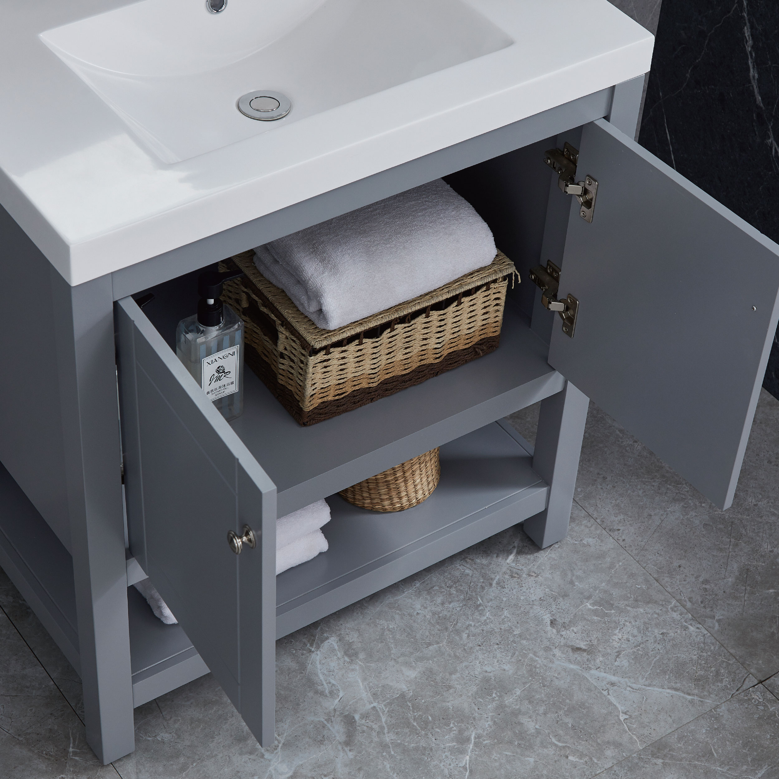 Graue Badezimmerschränke Kleine Waschtische - Kaufen Sie