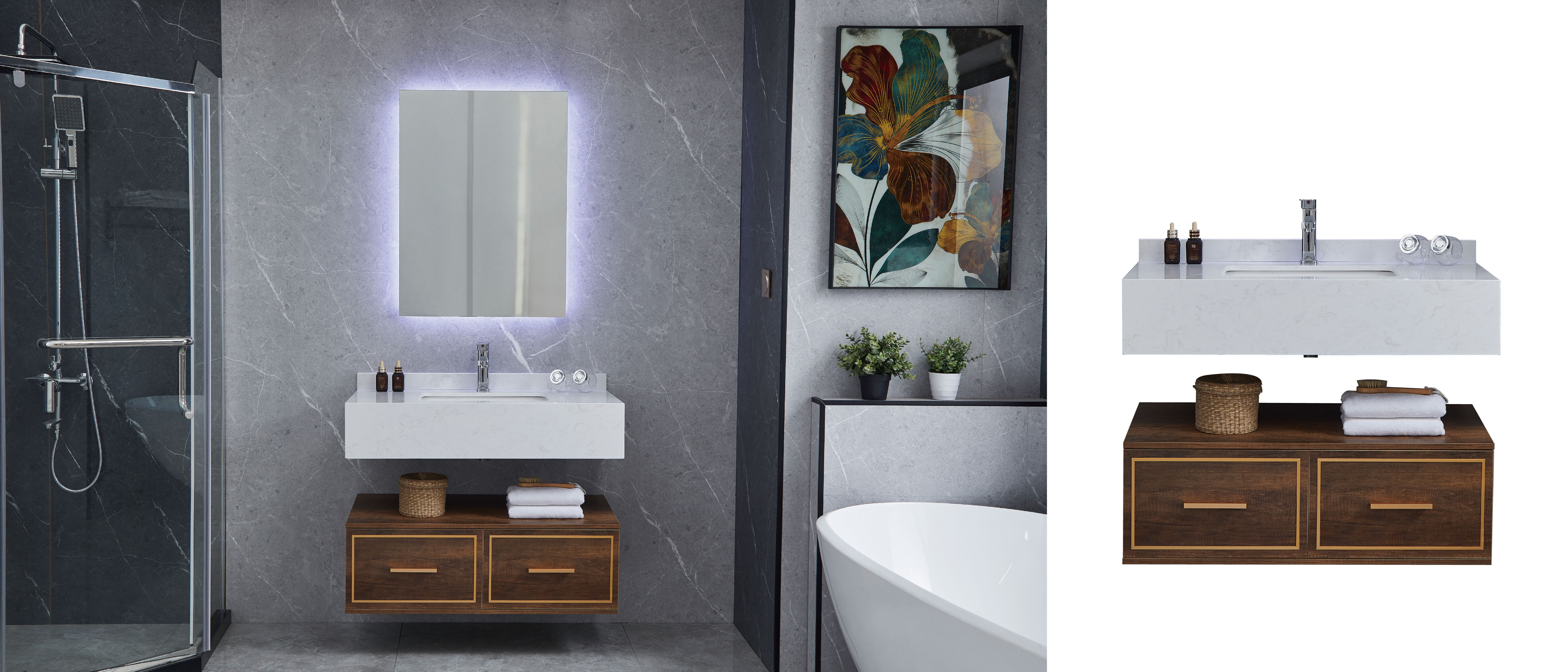 Orange Brown Badezimmerschränke Zwei separate Waschtische - Kaufen Sie